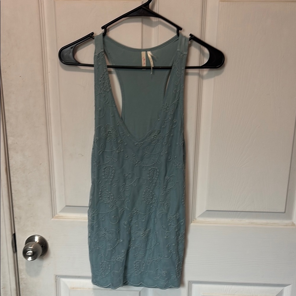 Fitted Green and Blue Backless Tank Top